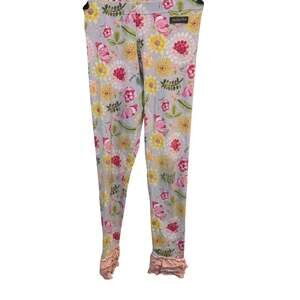 Matilda Jane Blue Pink Floral Ruffle Hem Leggings Girls Size 8 Cottagecore